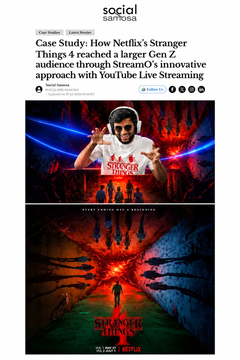 Social Samosa case study: how Netflix’s Stranger Things 4 reached a larger Gen Z audience through StreamO’s YouTube live streaming